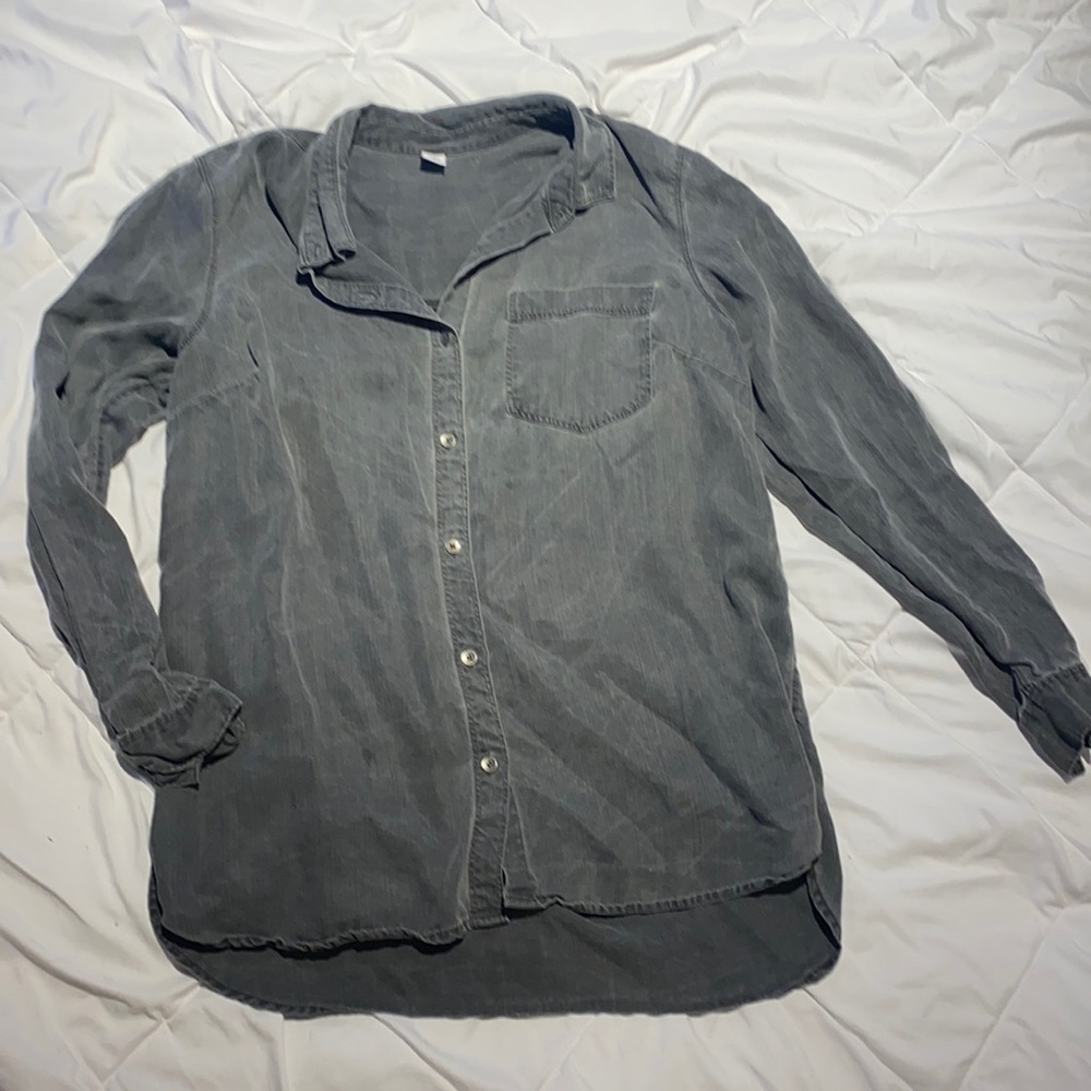 Gray button down shirt